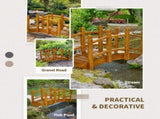 Wooden Garden Bridge with Safety Railings, Arc Footbridge for Pond Backyard Stream, Brown T3398P555942