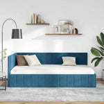 Corner Bed Frame with Headboard Blue 100 x 200 cm Velvet 42016316