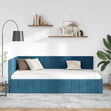 Corner Bed Frame with Headboard Blue 100 x 200 cm Velvet 42016316