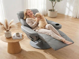 Upholstered Reclining Armchair, Manual Recliner Chair with Footrest and Adjustable Backrest, Grey T3398P548742
