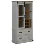 ZNTS Wine Cabinet HALDEN with Wine Racks and Sliding Door White Pine 4018434