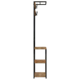 Coat Rack with Shoe Storage 68x30x182 cm Solid Rough Mango Wood 372737