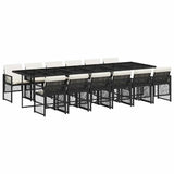 Garden Dining Set Black and Cream White 3210762