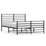 Metal Bed Frame without Mattress with Footboard Black 160x200cm 352340