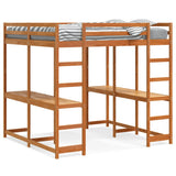 Loft Bed with Desk and Ladder Wax Brown 160x200 cm Solid Wood Pine 3284235