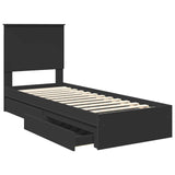 Storage Bed with Headboard Black 75 x 190 cm Engineered Wood 3411258