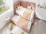 Upholstered Bed Daybed with Pull-Out Bed, 3FT Single Sofa Bed 90 x 190 cm, Ottoman Bed Trundle Beds N601P377081P