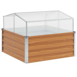 Garden Planter with Greenhouse Light Brown 100 x 100 x 77 cm 42017372