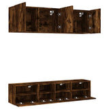 5 Piece TV Wall Units Smoked Oak Engineered Wood 3216515