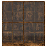 Bookcase with Doors Smoked Oak 136x37x142 cm Engineered Wood 3206521