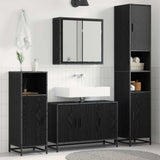 Bathroom Furniture Set 3 pcs Black Oak Engineered Wood 3402398