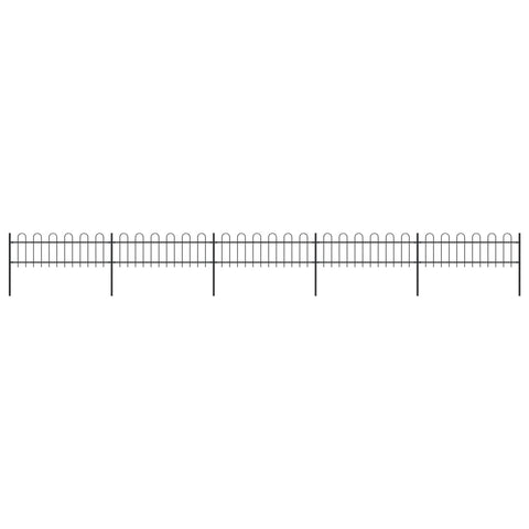 ZNTS Garden Fence with Hoop Top Steel 8.5x0.6 m Black 277642