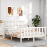 Bed Frame without Mattress White Small Double Solid Wood Pine 3192527
