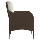 Garden Chairs with Cushions 2 pcs Brown Poly Rattan 365146