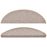 Stair Mats 15 pcs 56x17x3 cm Light Brown Half Round 133878