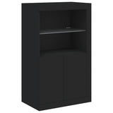 Sideboard Black Engineered wood, Glass Large Sideboard 3209143