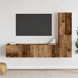 Wall Mounted TV cabinets 3 pcs Old Wood Engineered Wood 3328961