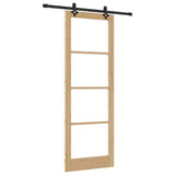 Sliding Door Natural 83 x 232 cm Solid Pine Wood and Glass 3332281