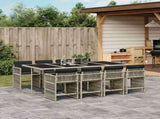 9 Piece Garden Dining Set with Cushions Light Grey Poly Rattan 3211643