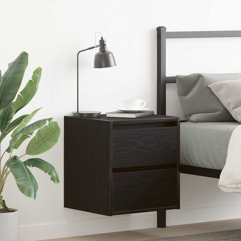 ZNTS Wall-mounted Bedside Cabinet Black Oak 38x34x40 cm 861249