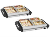 4.5L Stainless Steel Electric Buffet Server, with 3x Trays and Lids, Set of 2 T3398P378831