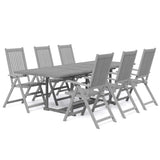 Garden Dining Set Grey Solid acacia wood 7-Piece Foldable 3079651