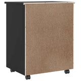 Rolling Cabinet with Drawers MOSS Black Solid Wood Pine 4015784