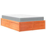 Bed with Mattress Wax Brown 140x190 cm Solid Wood Pine 3281948