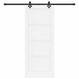 Sliding Door White and Black 83 x 202 cm Solid Pine Wood 3445515