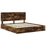Storage Bed with Drawer Smoked Oak 180 x 200 cm Engineered Wood 3412662