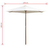 Garden Parasol 270x270 cm Wooden Pole Cream White 42962