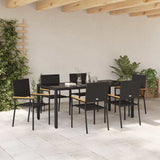 Garden Dining Set 7 pcs Black Poly Rattan 3365393