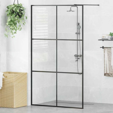 Walk-in Shower Wall with Clear ESG Glass 115x195 cm Black 151026