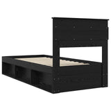 Bed Frame with Headboard Black 90 x 200 cm Solid Pine Wood 3409808