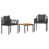 Outdoor Furniture Set 3 pcs Grey and Dark Grey Poly Rattan 42025348