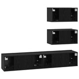 TV Cabinet Set 4 pcs Black Oak Engineered Wood 3393394