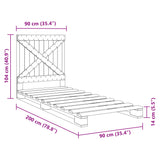 Bed Frame without Mattress Grey 90x200 cm Solid Wood Pine 3281580