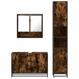 3 Piece Bathroom Furniture Set Smoked Oak Engineered Wood 3301102