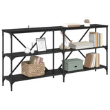 Console Table Black Oak 160 x 30 x 75 cm Engineered Wood 881904