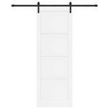Sliding Door White and Black 83 x 232 cm Solid Pine Wood 3445410