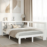 Bookcase Bed without Mattress White 135x190 cm Double Solid Wood Pine 3324398
