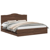 Bed Frame with Drawer Brown Oak 200 x 200 cm Engineer Wood 3413386