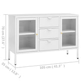 ZNTS Sideboard White 105x35x70 cm Steel and Tempered Glass 336077