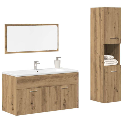 ZNTS 3 Piece Bathroom Furniture Set Artisan Oak Engineered Wood 3328592