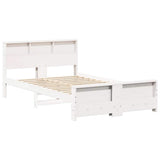 Bed Frame with Headboard White 135 x 190 cm Engineered Wood 877243