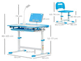 Kids Study Desk and Chair Set w/ Adjustable Height, Storage, Drawer, Blue T3398P347706