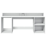 Desk with LED Lights White 200x55x91 cm Engineered Wood 3309438