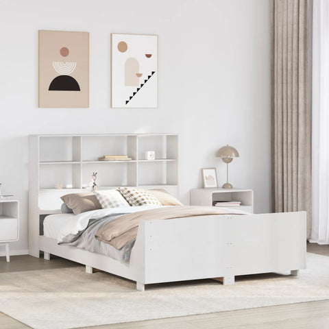 ZNTS Bed Frame without Mattress White 120x200 cm Solid Wood Pine 3323693