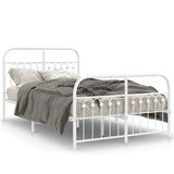 Metal Bed Frame without Mattress with Footboard White 120x200cm 376665