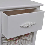 Cabinet with 1 Drawer and 2 Baskets White Paulownia Wood 241542